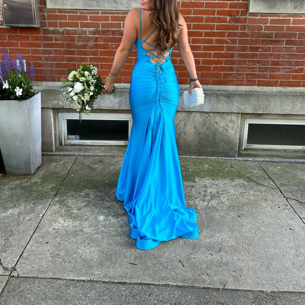 Atria brand prom dress - Style #ATRIA 6843H, color turquoise (red pic from web)